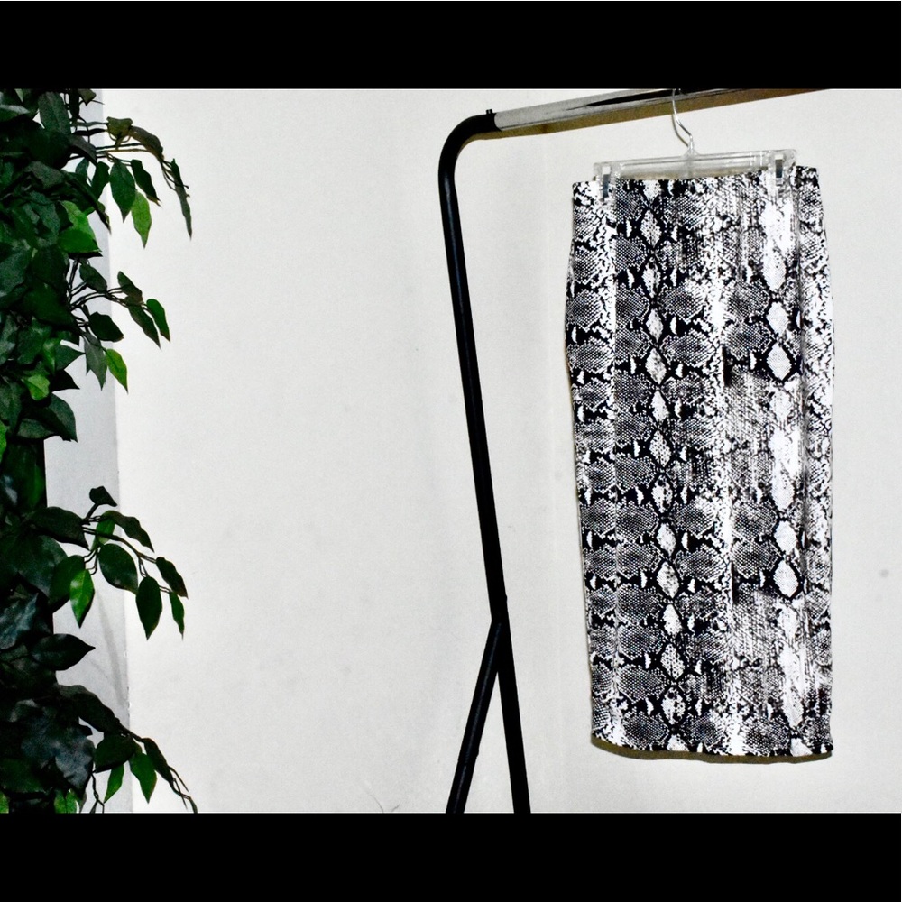 Snake Print Midi Skirt